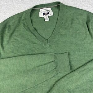 Joseph Abboud Sweater Men's XL Extra Fine 100% Merino Wool V-Neck Jumper Green